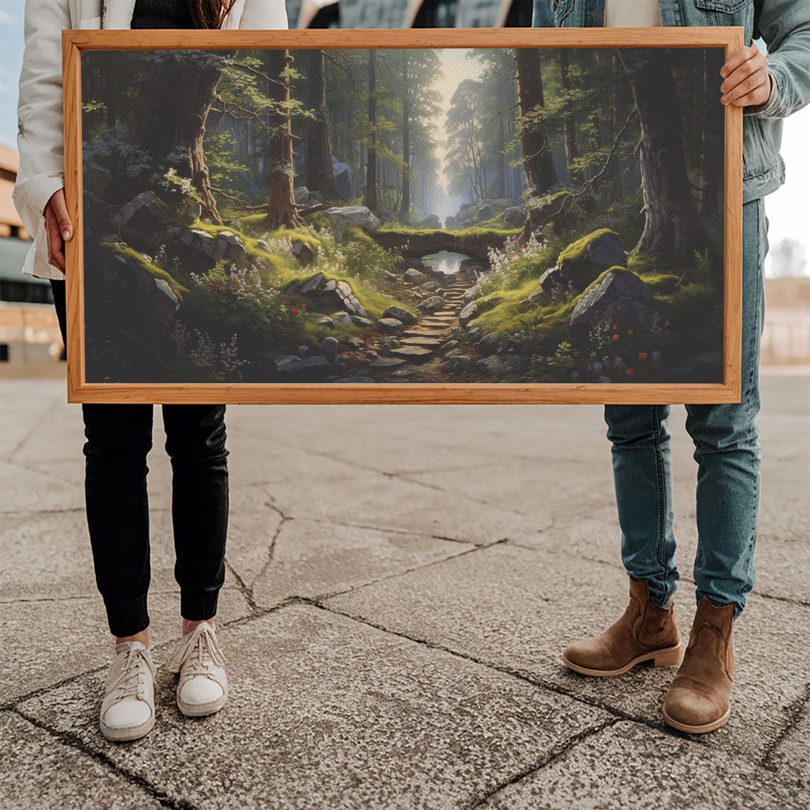 Emerald Fantasy Forest Stone Path Misty Glade Nature Wall Poster - Image 5