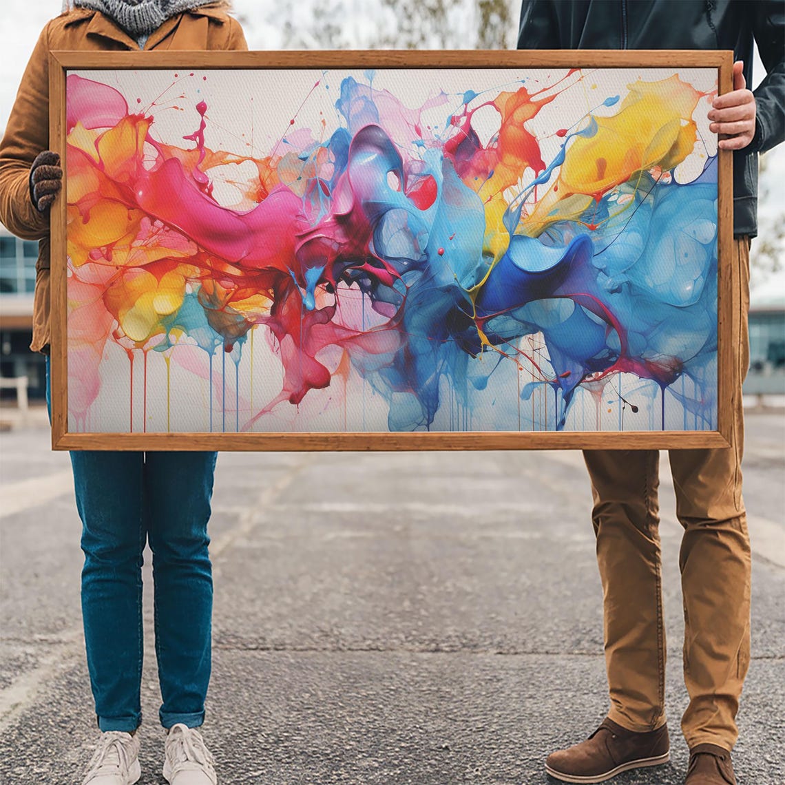 Alcohol Ink Color Explosion Vibrant Pink Blue Modern Art Poster - Image 3