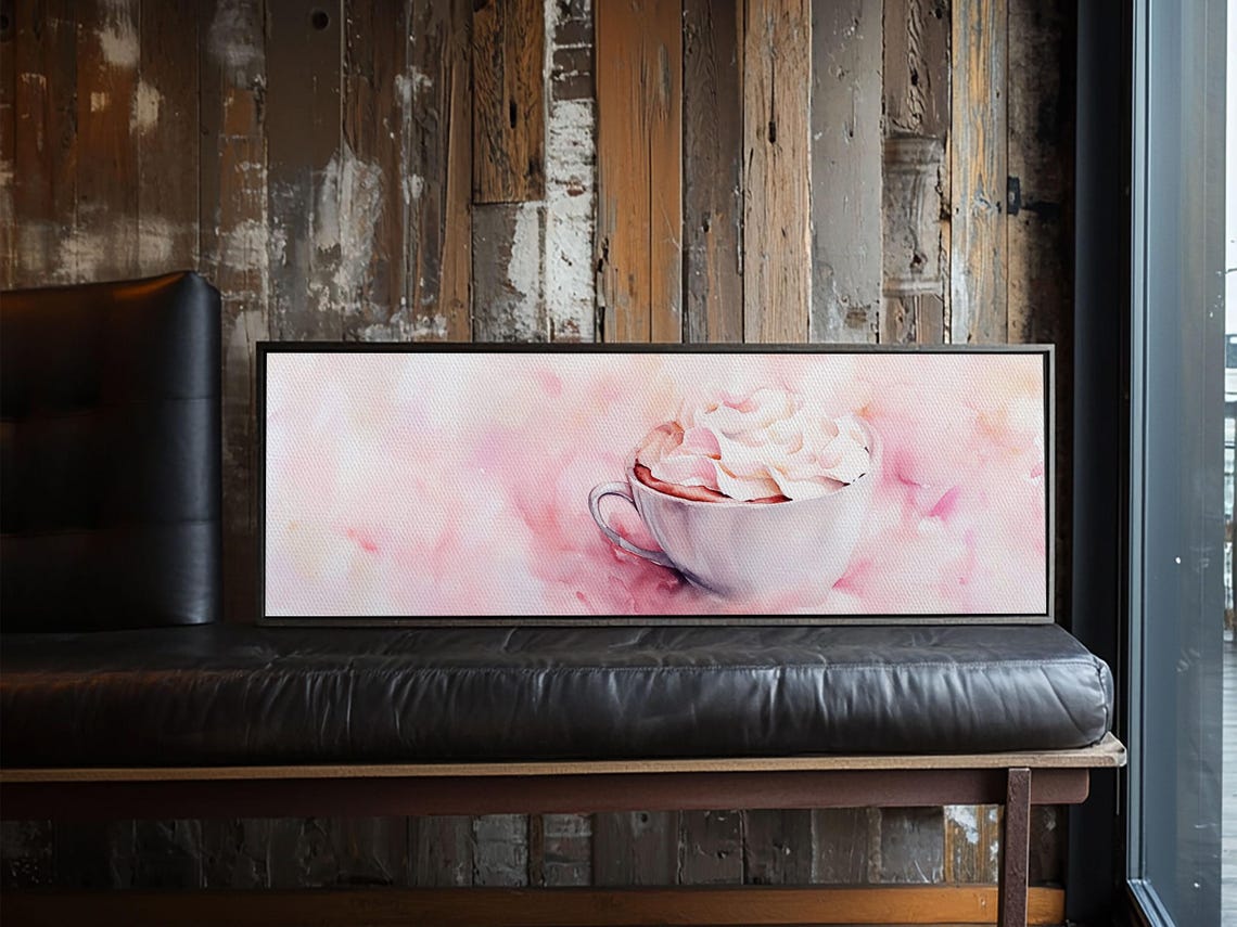 Whipped Cream Coffee Framed Print Light Pink Wall Art Cottagecore Kitchen Art Coffee Wall Decor Whimsical Art Gift Idea - Image 2