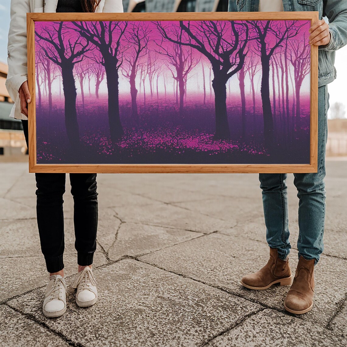 Purple Haunted Forest Magenta Fog Bare Trees Surreal Dark Spooky Poster - Image 4