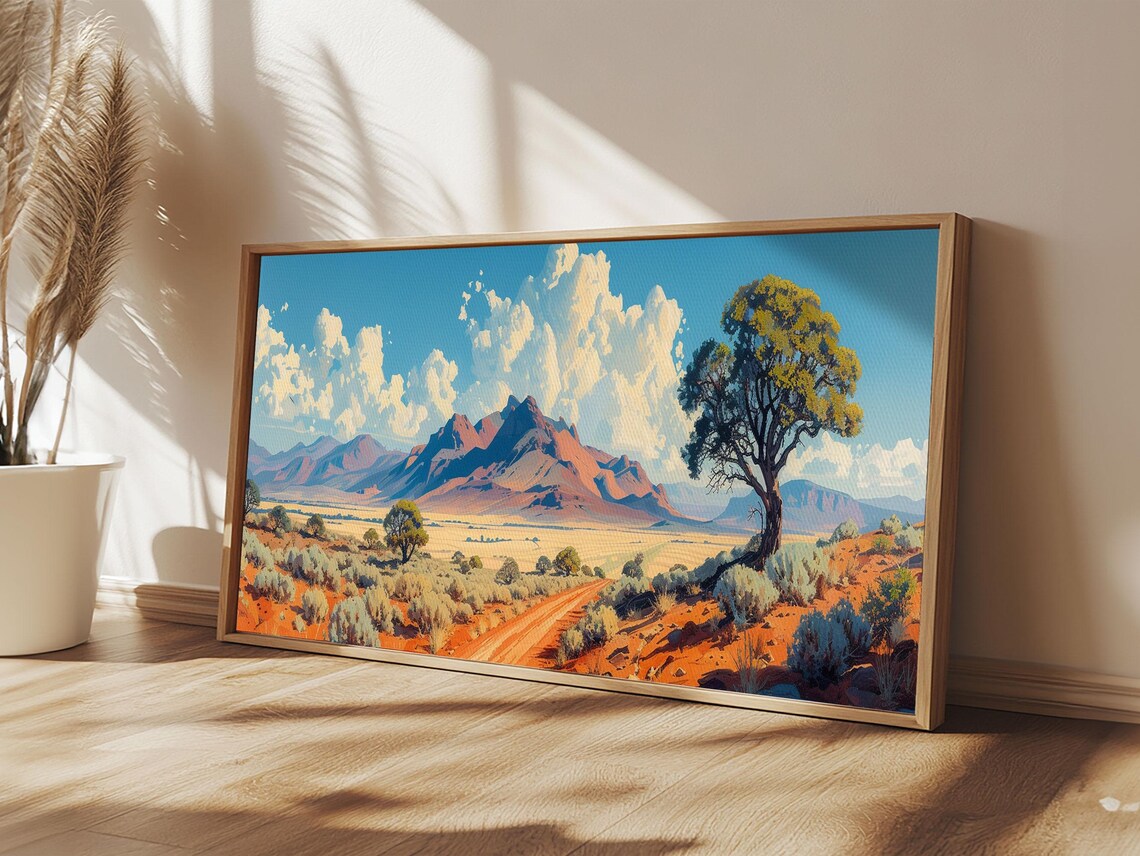 Southwestern Desert Mountains Red Rock Pueblo Landscape Poster