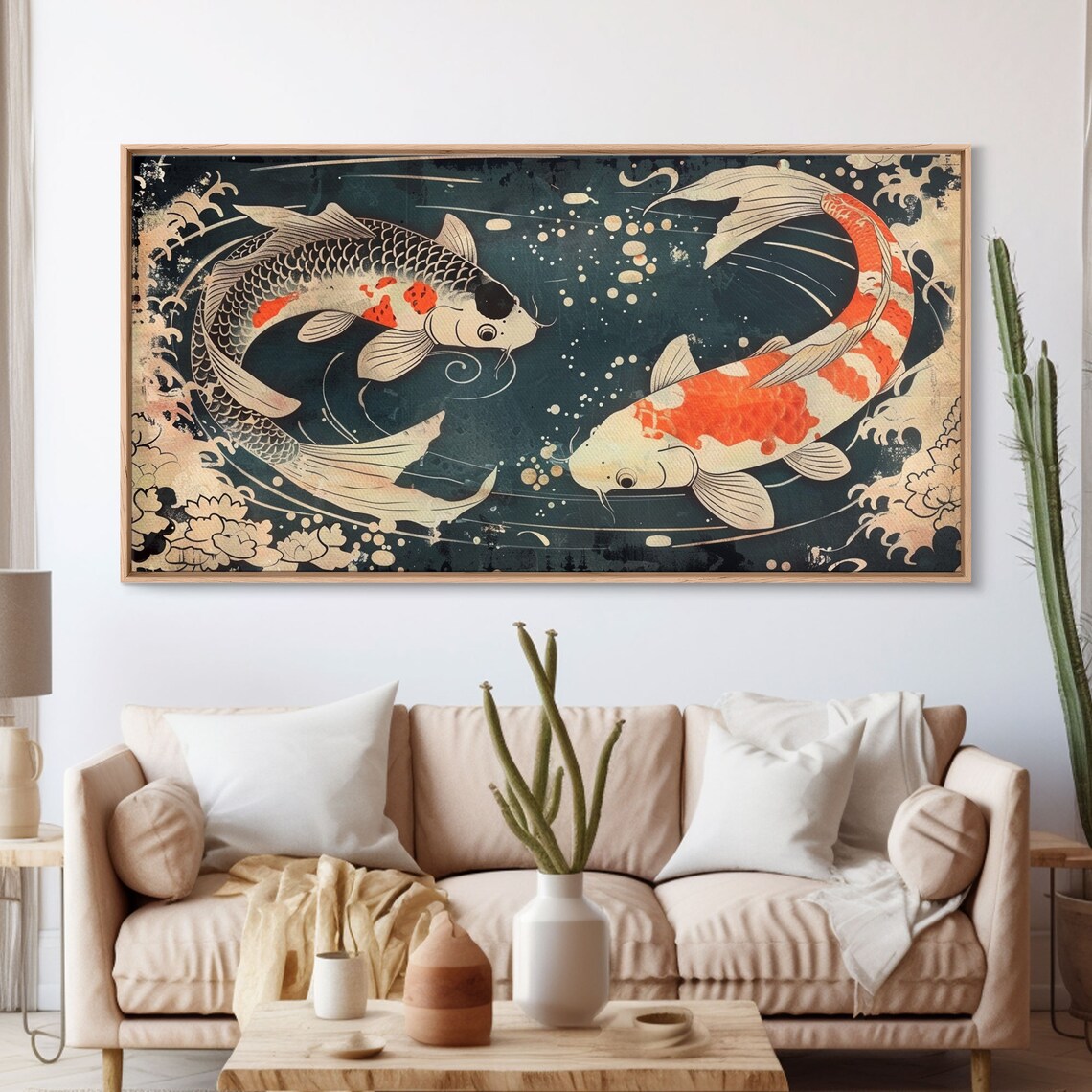 Koi Fish Feng Shui Yin And Yang Art Print, Japanese Style - Image 3