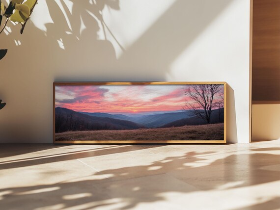 Great Smoky Mountains Panoramic Wall Art Print Smoky Mountains Photography Style Wall Art Landscape Painting