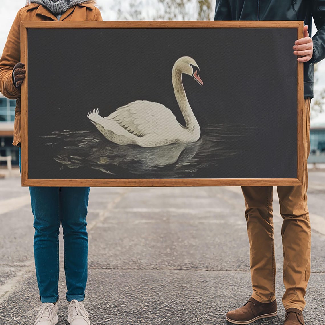 Vintage Framed Art Framed Vintage Print Vintage Painting Black Swan Art Girls Room Or Nursery Print Minimalist Farmhouse Art - Image 3