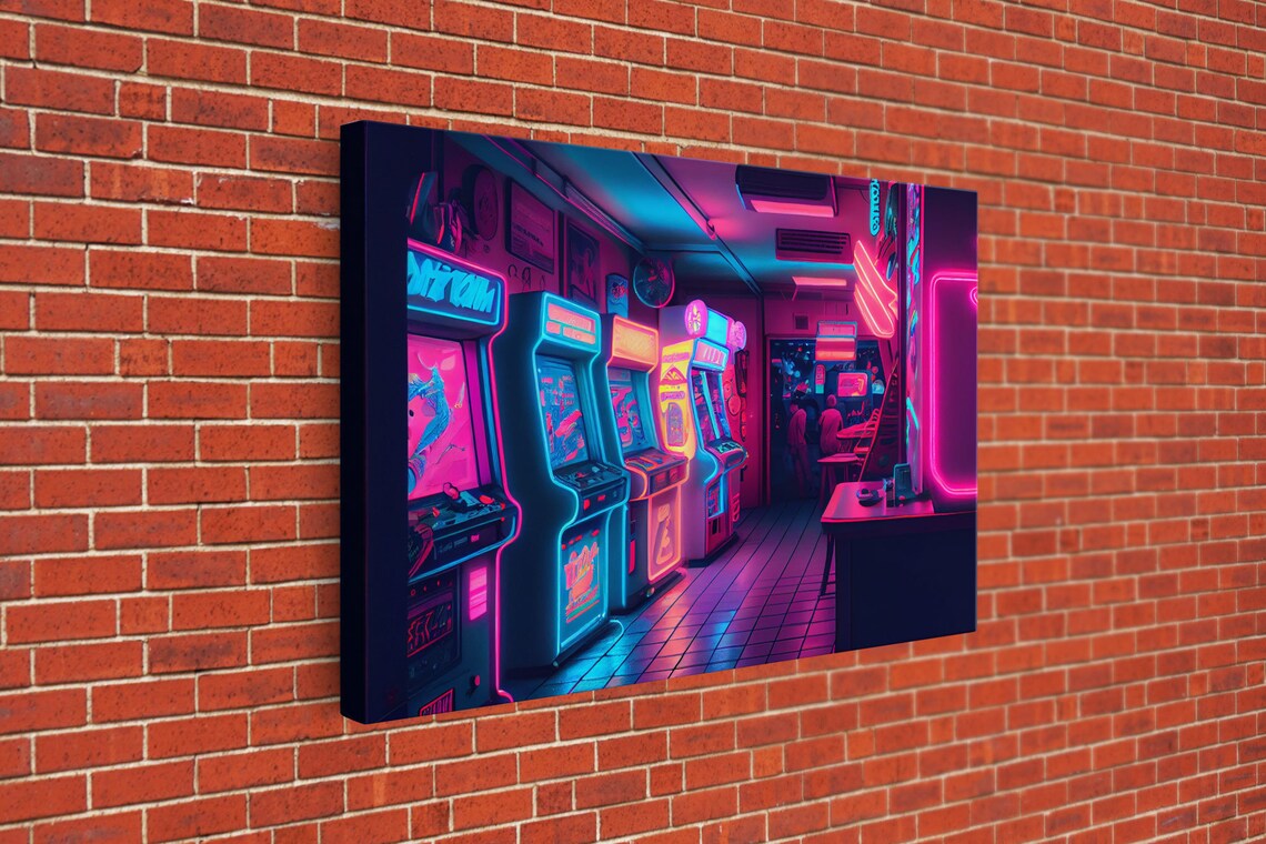 Neon Arcade Retrowave Arcade Machine Art Print - Image 4