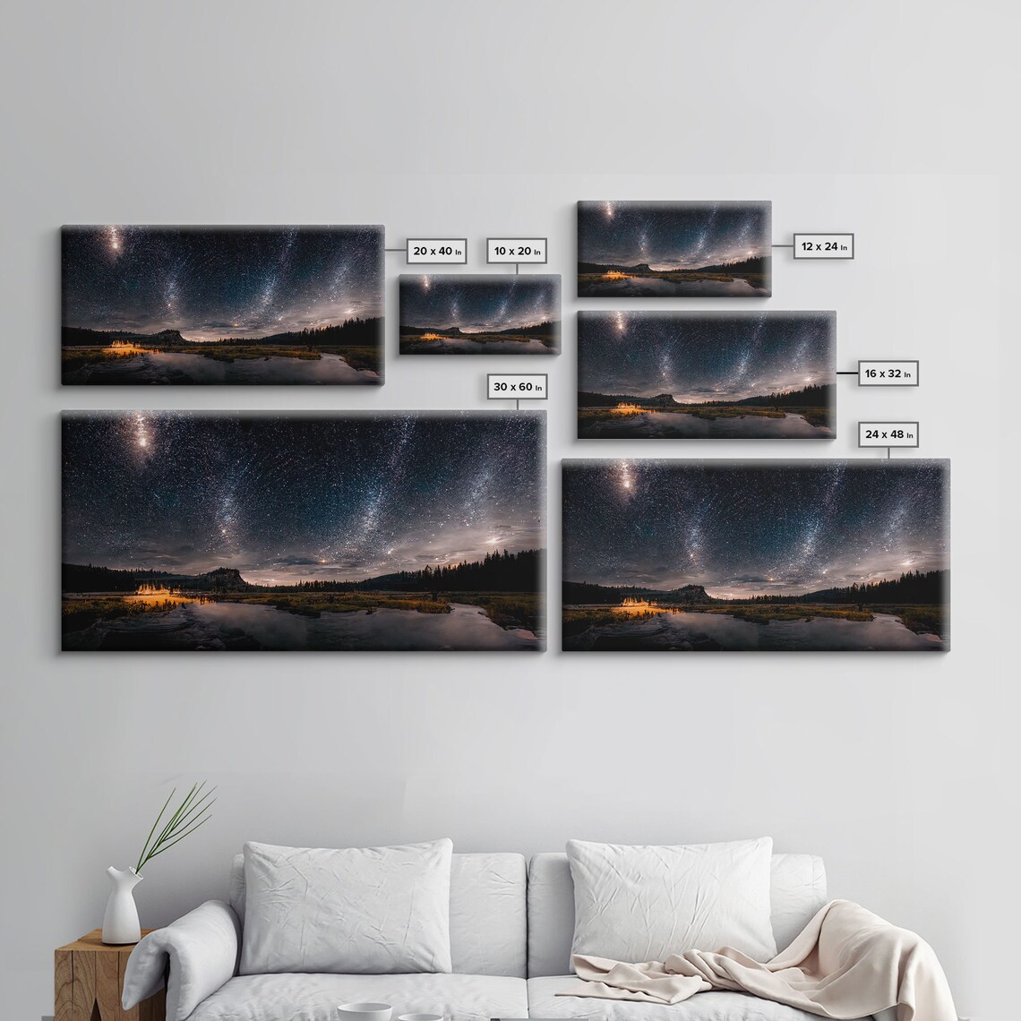 Mountain Night Sky Landscape Minimalist Art Print - Image 2