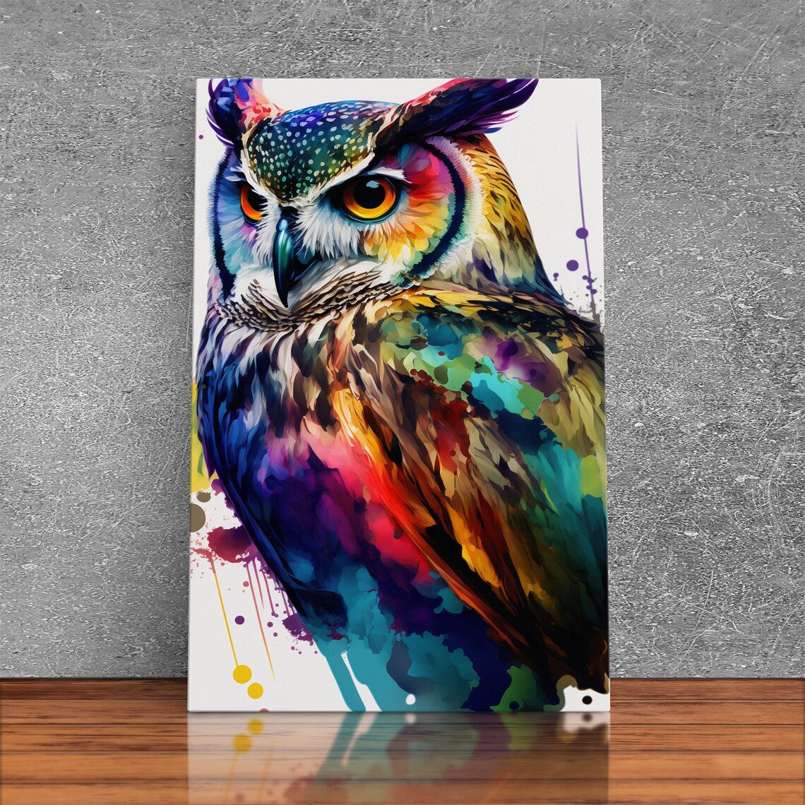 Watercolor Owl Painting Print, Pop Art Style - Image 2