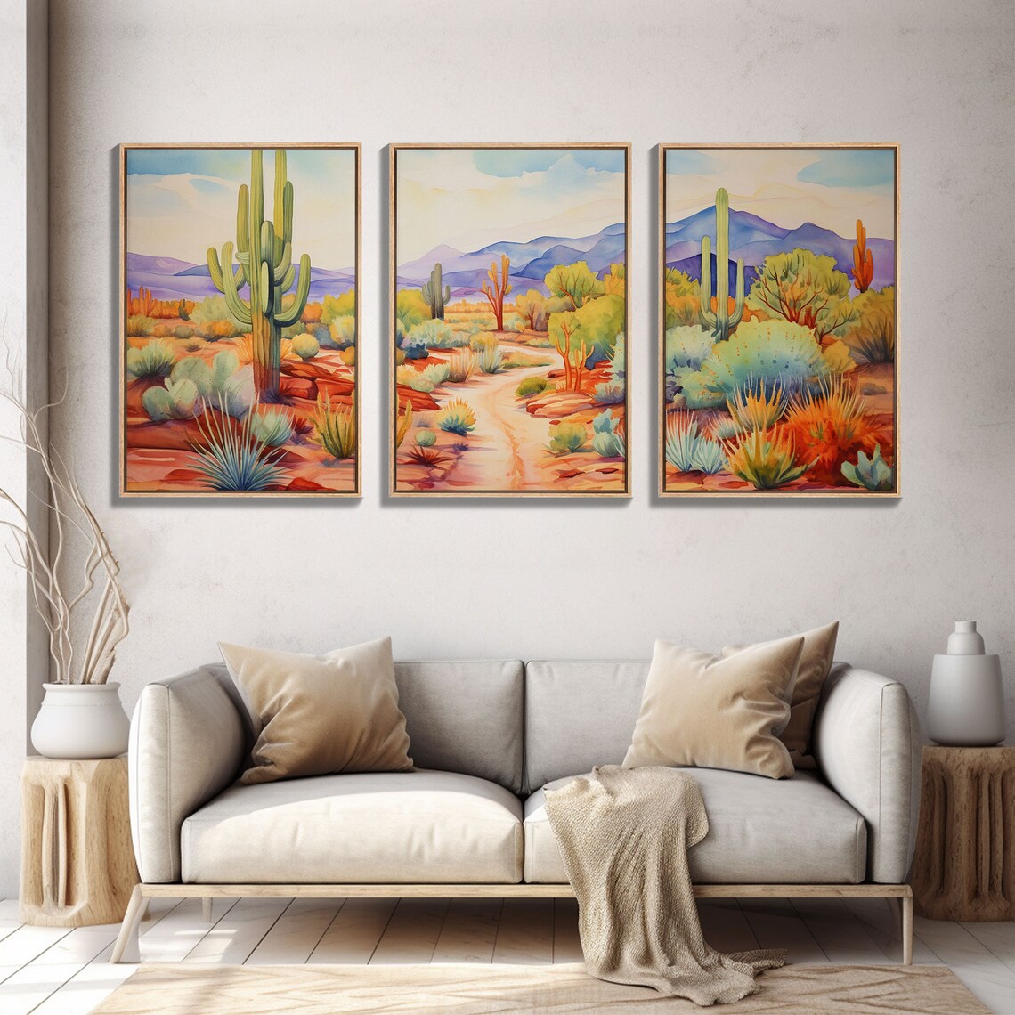 Southwestern Desert Landscape 3-Piece Minimalist Art Print - Image 5
