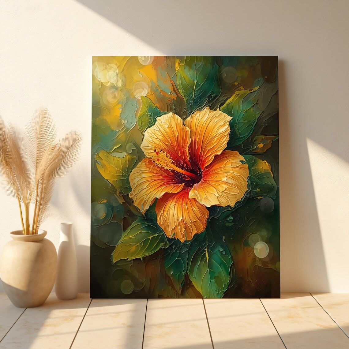 Yellow Hibiscus Tropical Floral Art Print