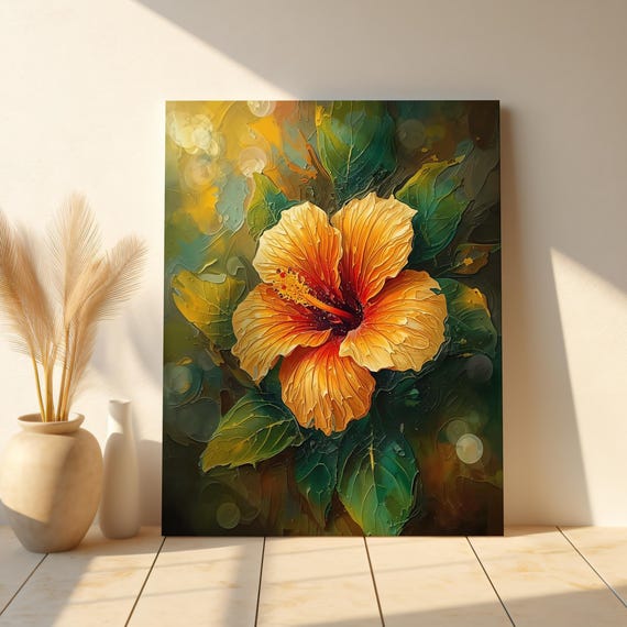 Yellow Hibiscus Tropical Floral Art Print
