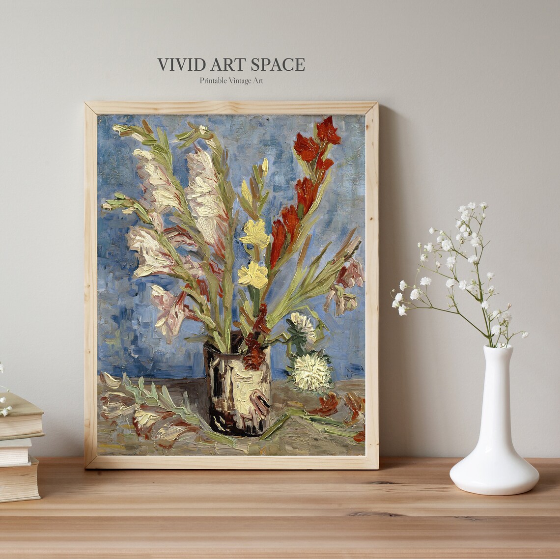 Vase With Gladioli And China Asters, Van Gogh Art Print - Image 2