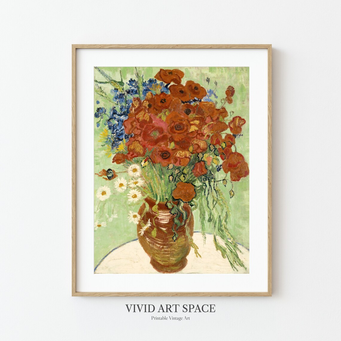 Van Gogh Vase with Cornflowers and Poppies Bouquet Floral Print