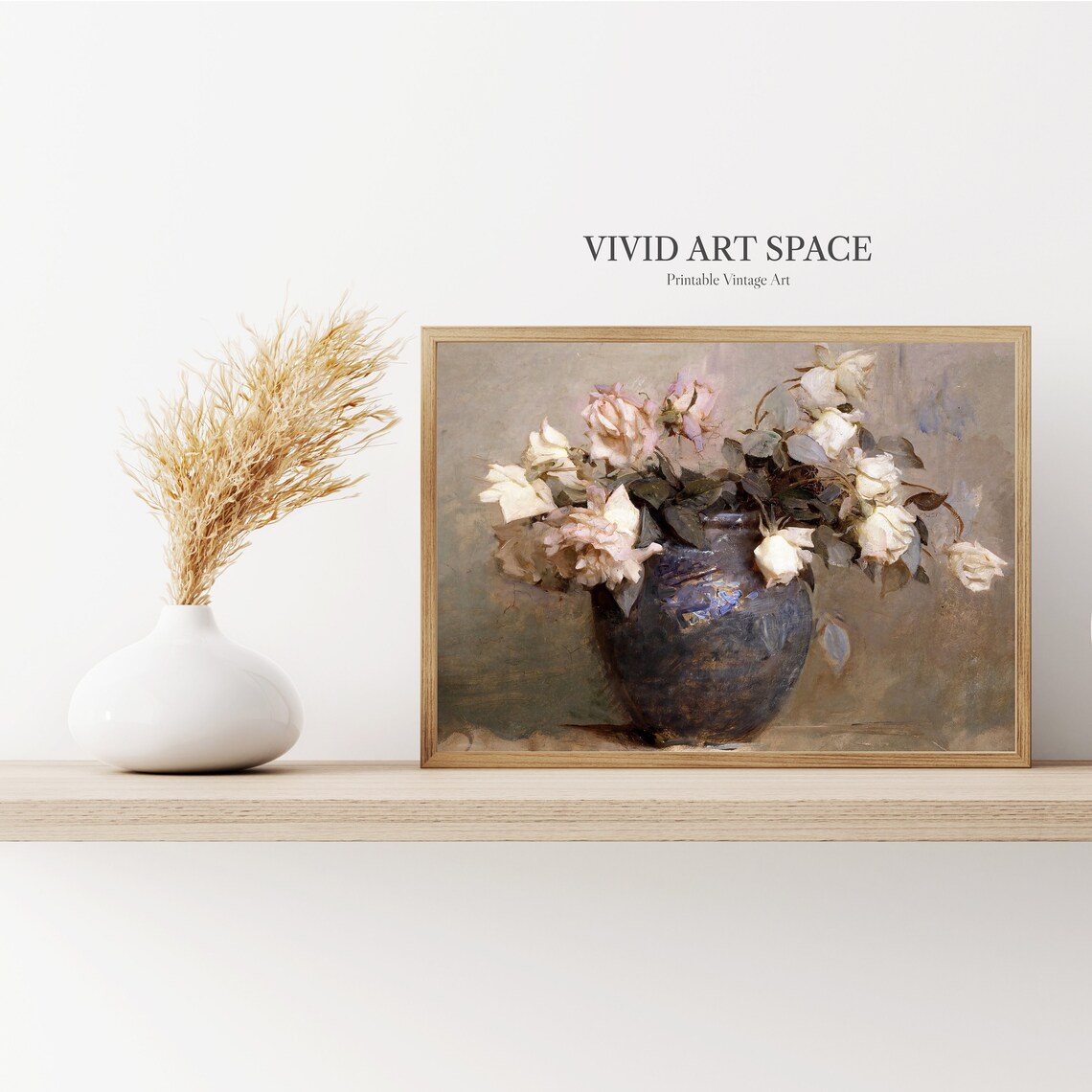 Rustic Rose Vintage Art Print, Farmhouse Floral Decor - Image 2