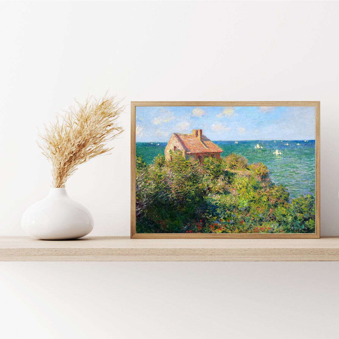 Monet Fisherman's Cottage on the Cliffs, Art Print - Image 2