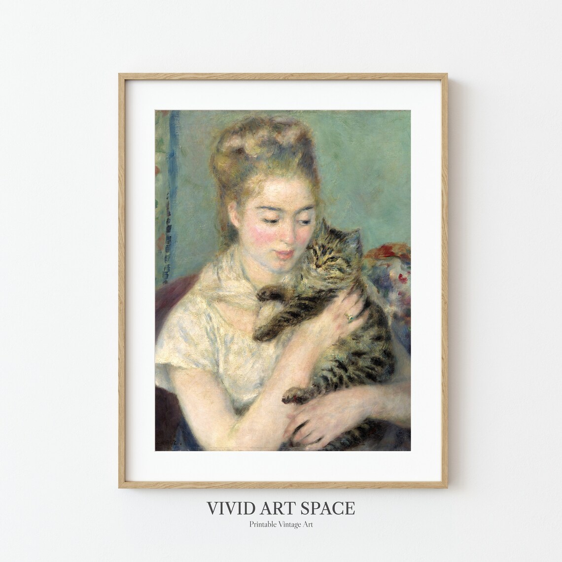 Renoir-Inspired Woman With A Cat Art Print - Image 3