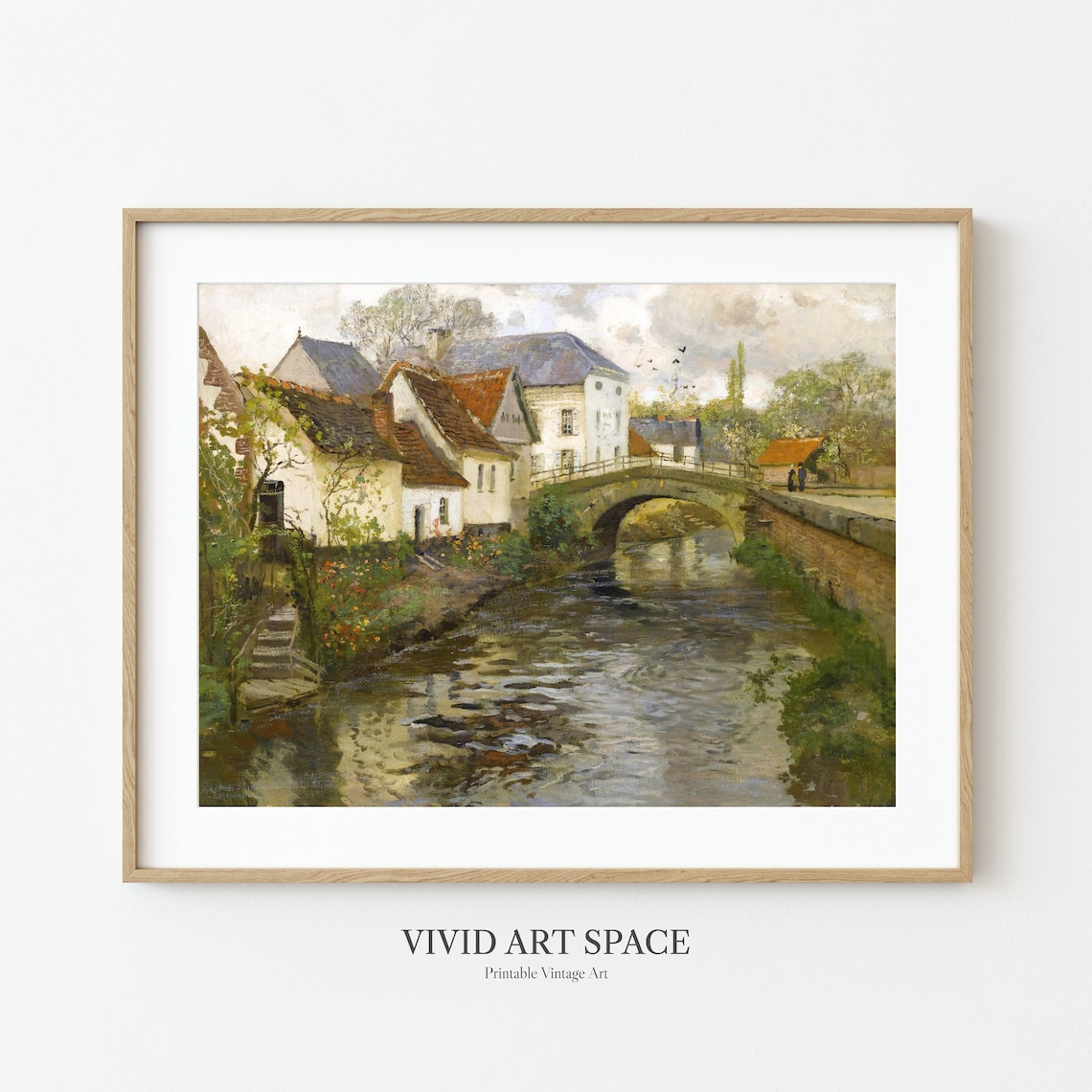 Rustic Village Vintage Landscape Art Print - Image 2