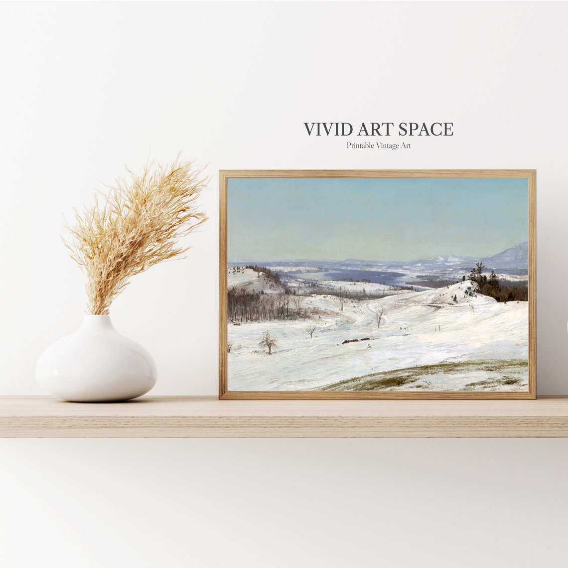 Snow-Covered Valley With Distant Mountains Vintage Winter Print - Image 2