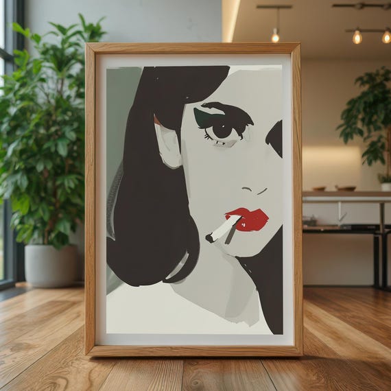 Pop Art Siren Female Portrait Bold Woman Illustration Wall Modern Statement Print Edgy Glamour