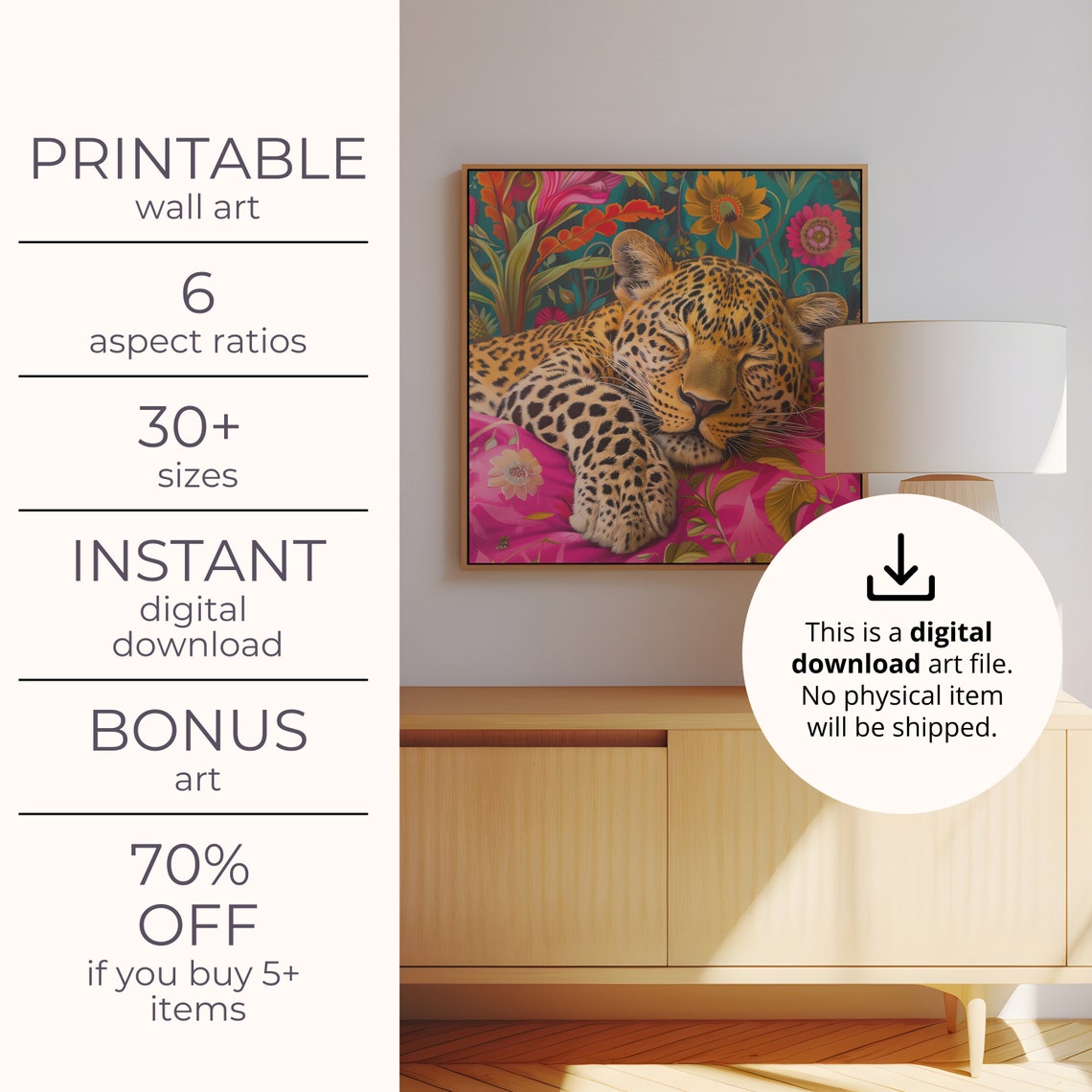 Sleeping Leopard Poster, Maximalist Oil Painting - Image 4