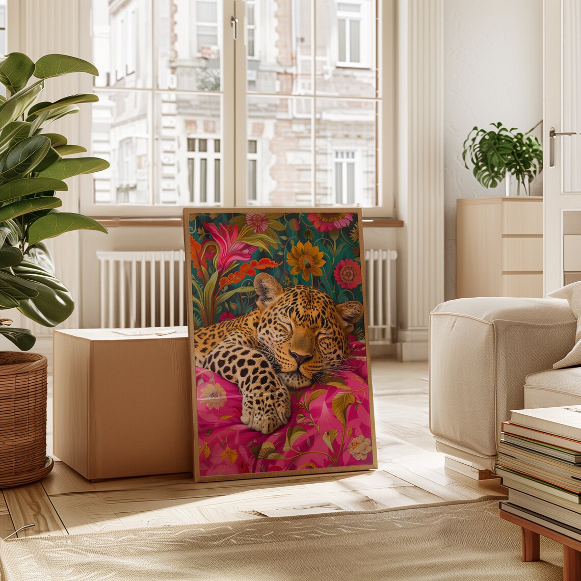 Sleeping Leopard - Maximalist Oil Painting Poster - Image 5