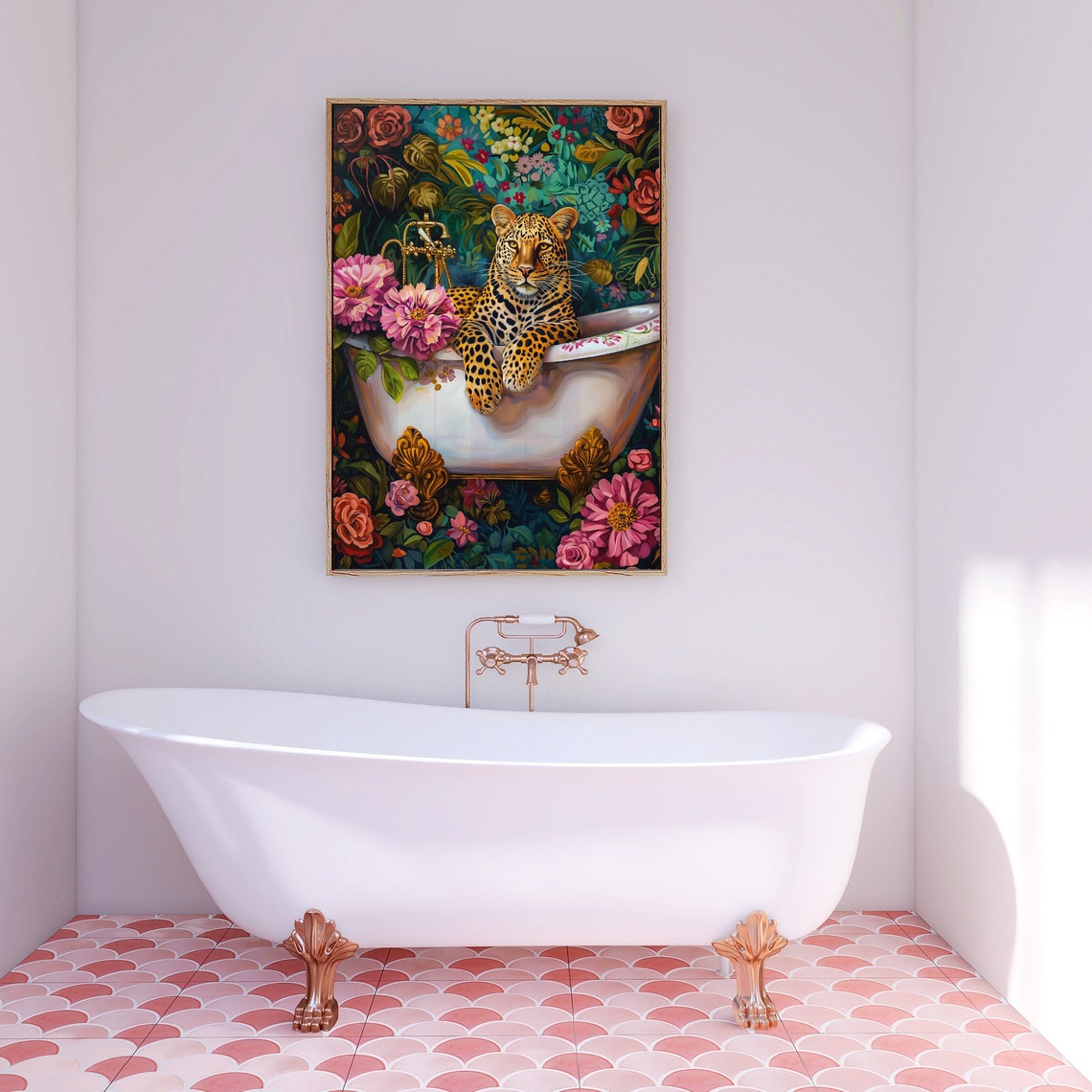 Leopard In A Bathtub, Maximalist Oil Painting Poster - Image 5