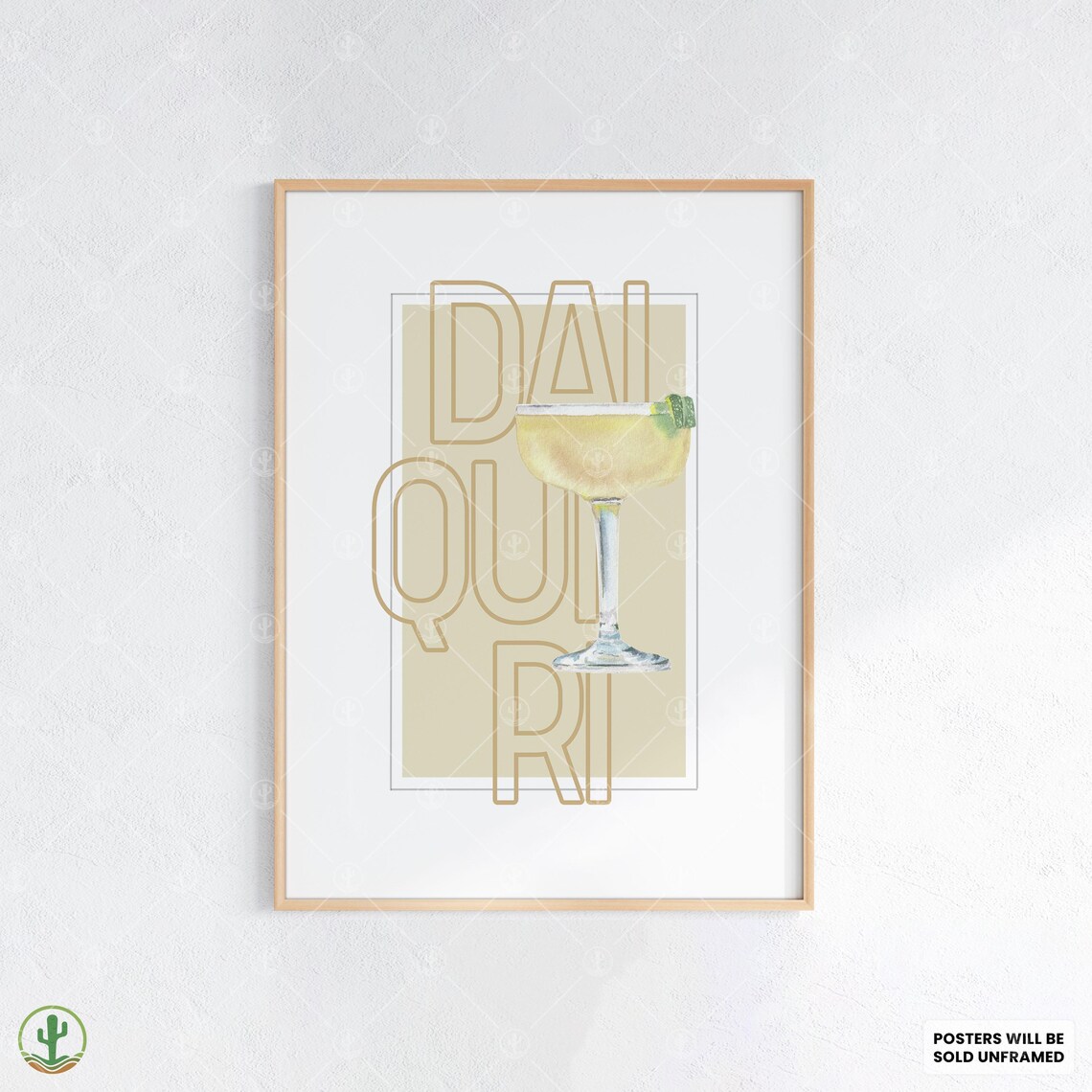 Daiquiri Cocktail Watercolor Glass Lime Garnish Recipe Art Poster