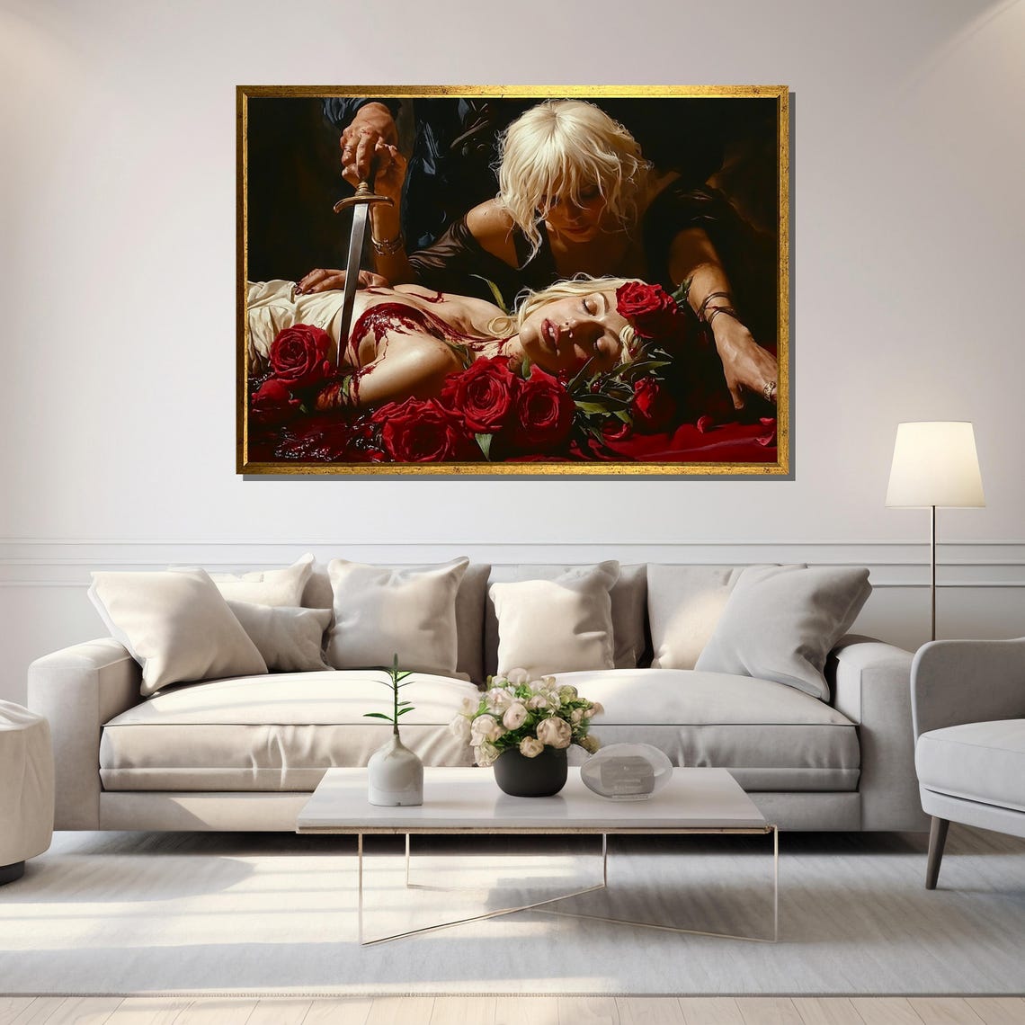 Dramatic Baroque Dagger and Red Roses Dark Romantic Theater Poster - Image 5