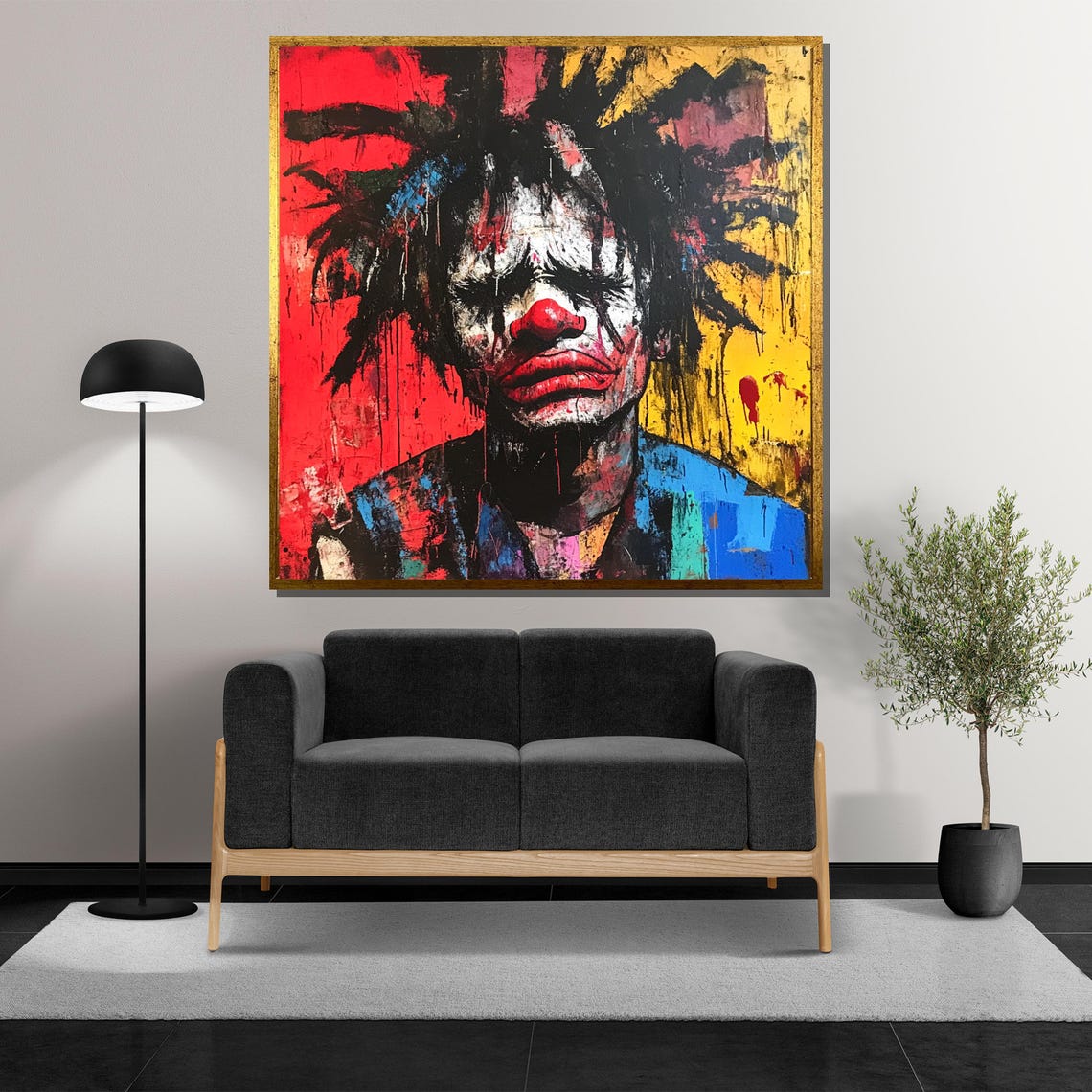 Sad Clown Expressionist Portrait With Red Nose Wild Hair Poster - Image 5