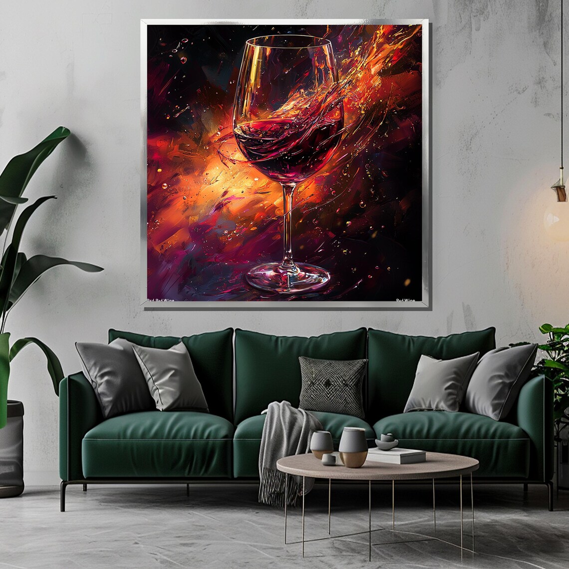 Fiery Red Wine Glass Painting Abstract Expressionist Art Bold Vibrant Wall Decor Modern Wine Lover Gift Luxury Home Artwork - Image 3