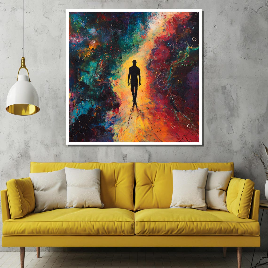 Lone Figure Walking Into Cosmic Nebula Silhouette Journey Poster - Image 2