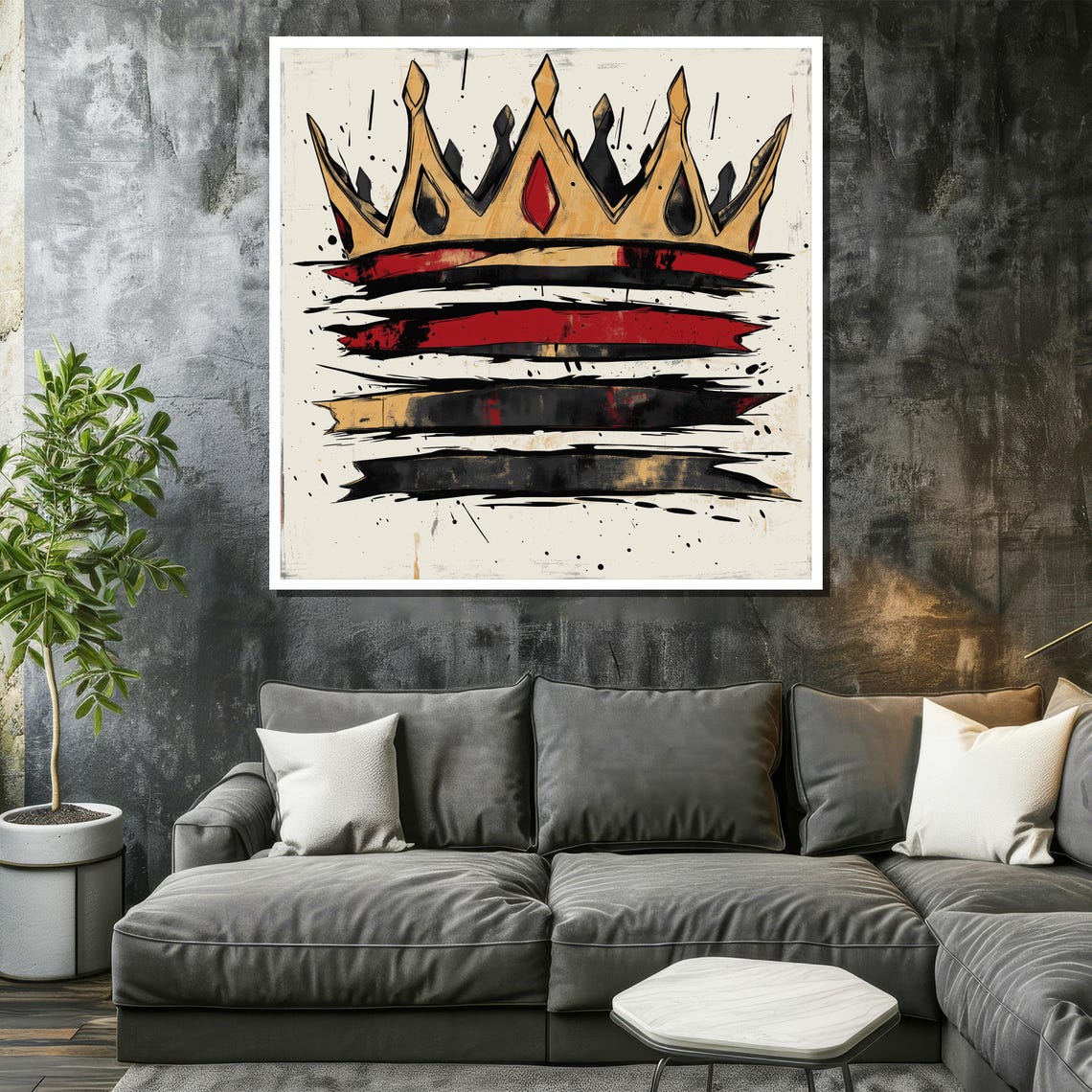 Graffiti Crown Painting Bold Street Art Wall Decor Urban Pop Art Royalty Modern Expressionist Artwork Unique Gift - Image 2