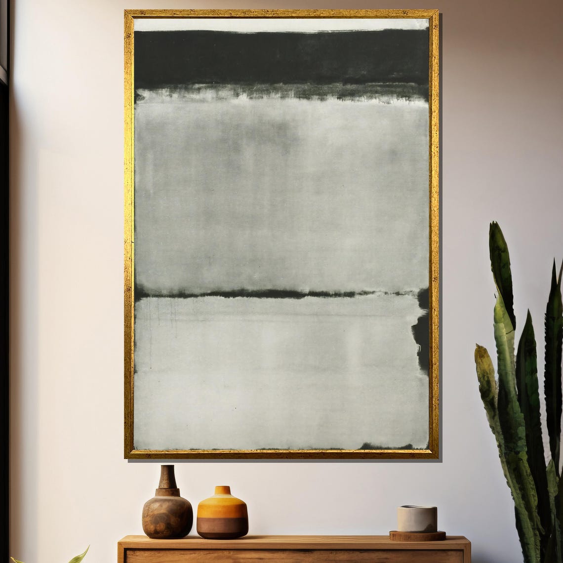 Minimalist Black And White Wash Abstract Color Field Painting Poster
