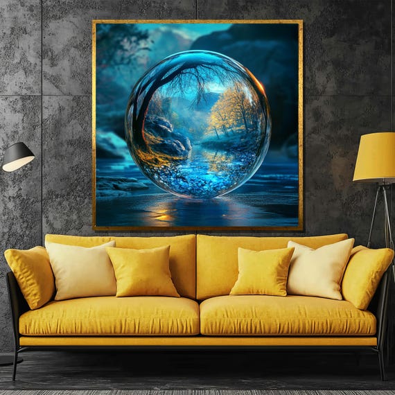 Mystical Forest Reflected In A Crystal Ball Captivating Painting Gift