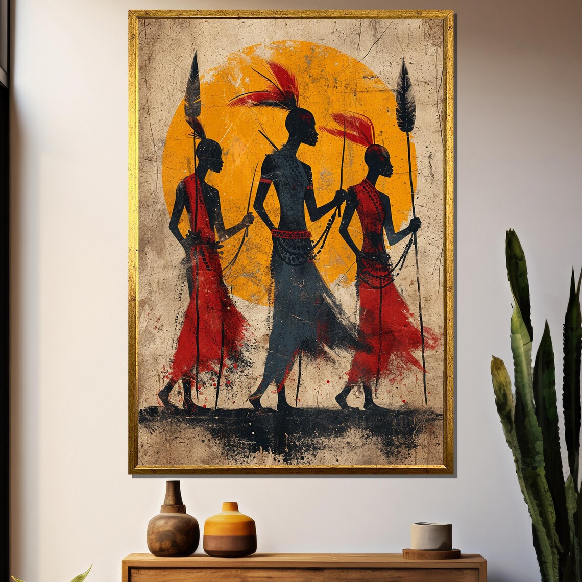 Painting Of Minimalist African Tribal Art Cultural Poster Gift For Ethnic Wall Dcor