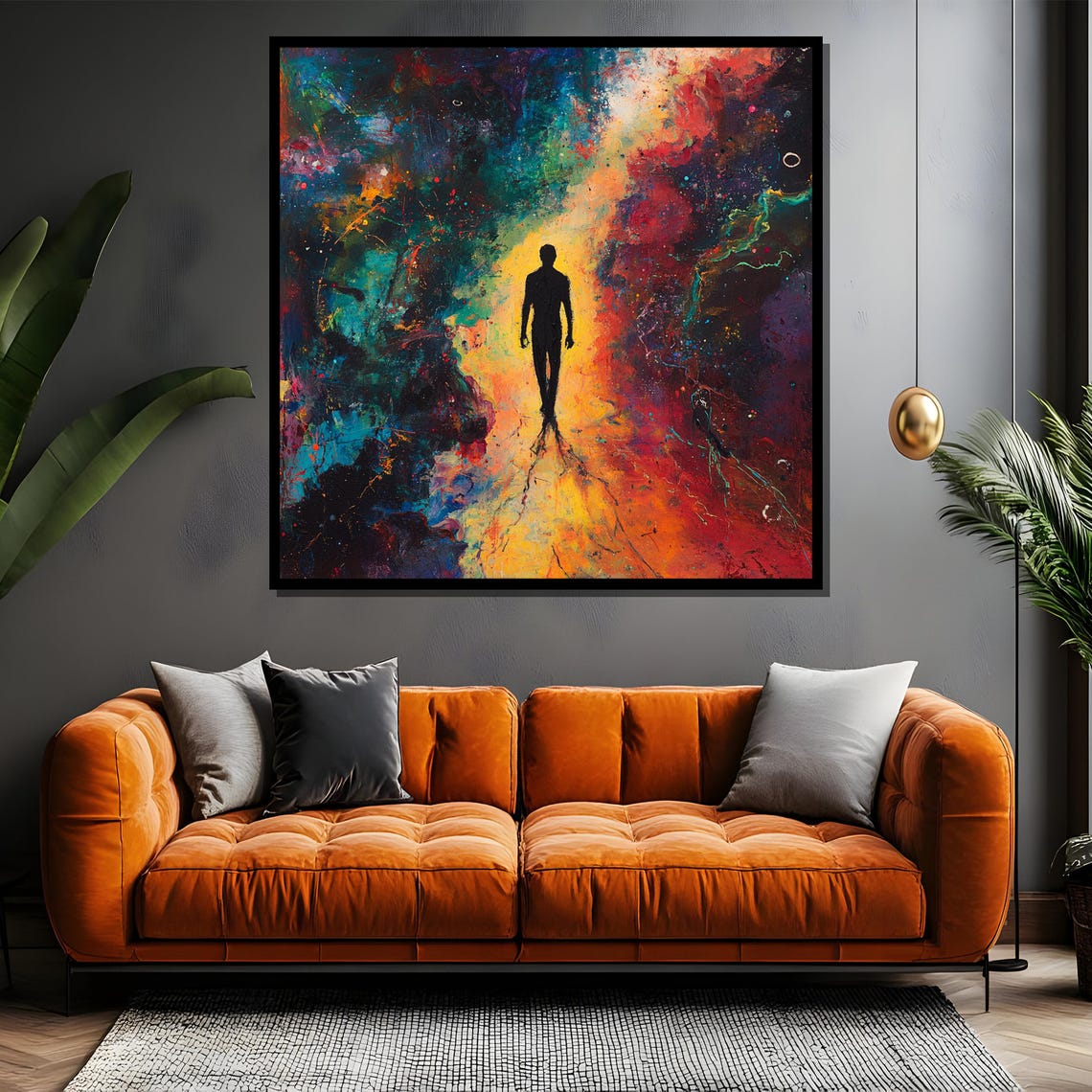 Lone Figure Walking Into Cosmic Nebula Silhouette Journey Poster - Image 4
