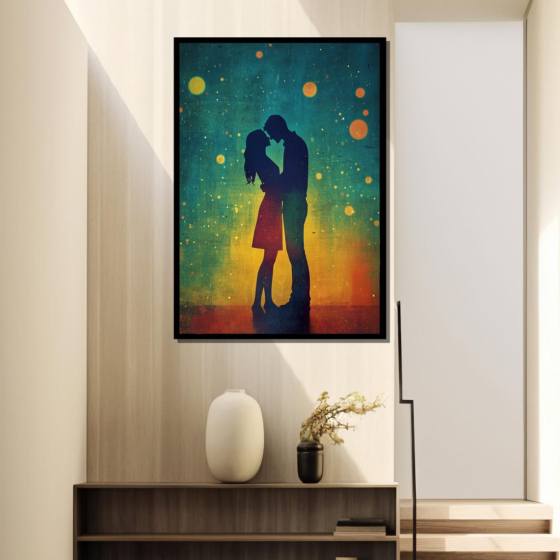Lovers Silhouette Under Starry Night Dreamy Romance Wall Art - Image 4