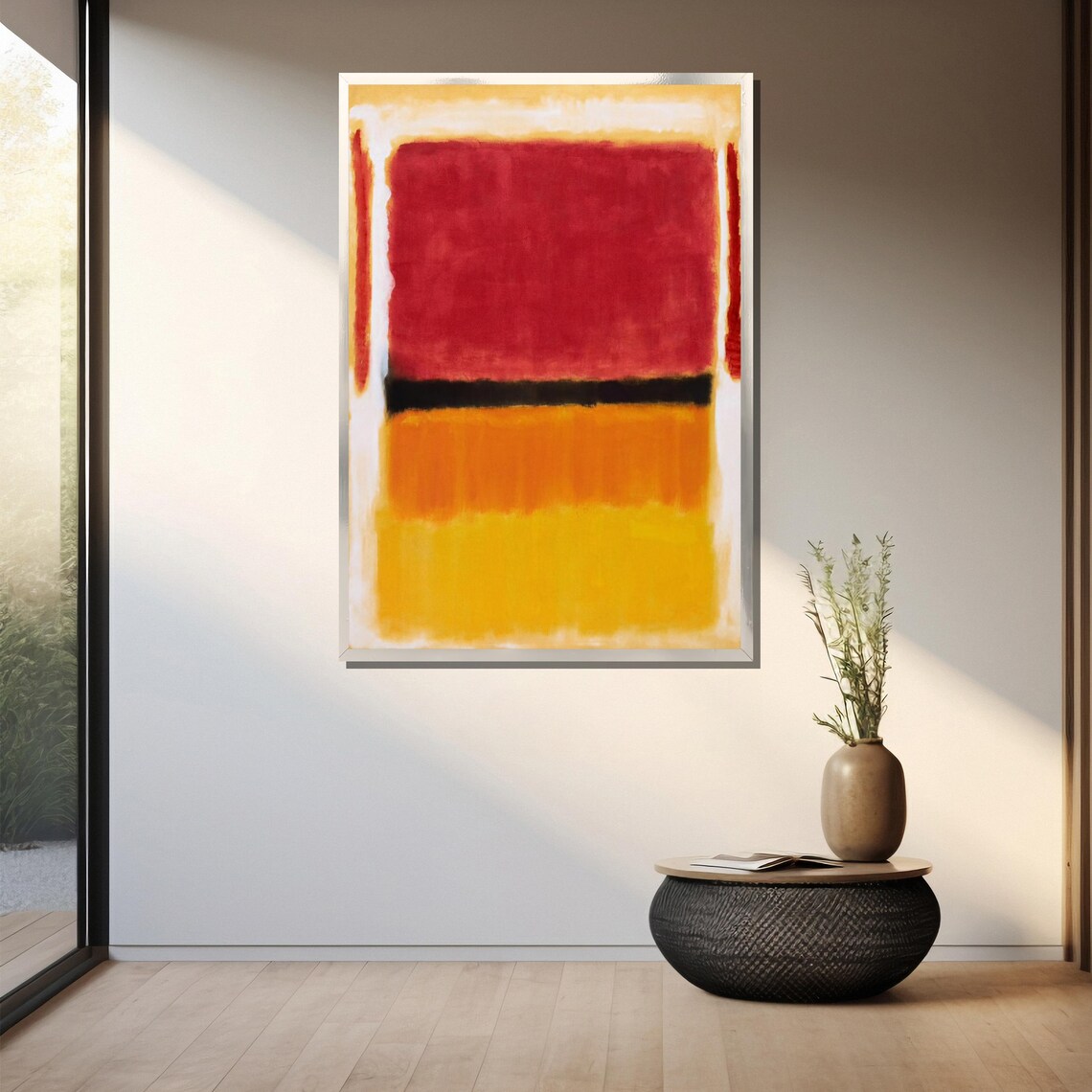 Bold Red Black And Golden Yellow Color Block Modern Abstract Poster - Image 3