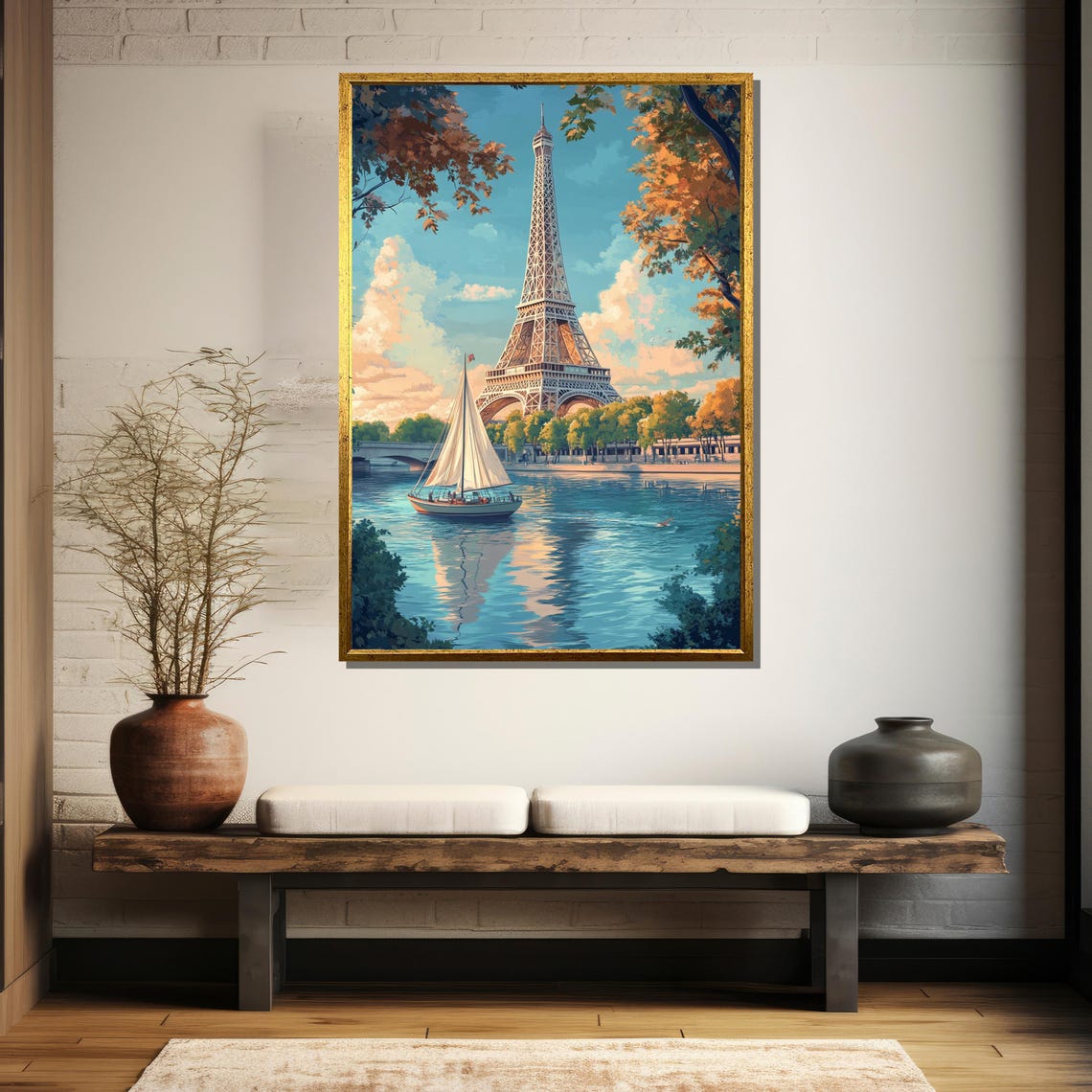 Eiffel Tower And Seine Sailboat In Paris Daytime Travel Poster - Image 5