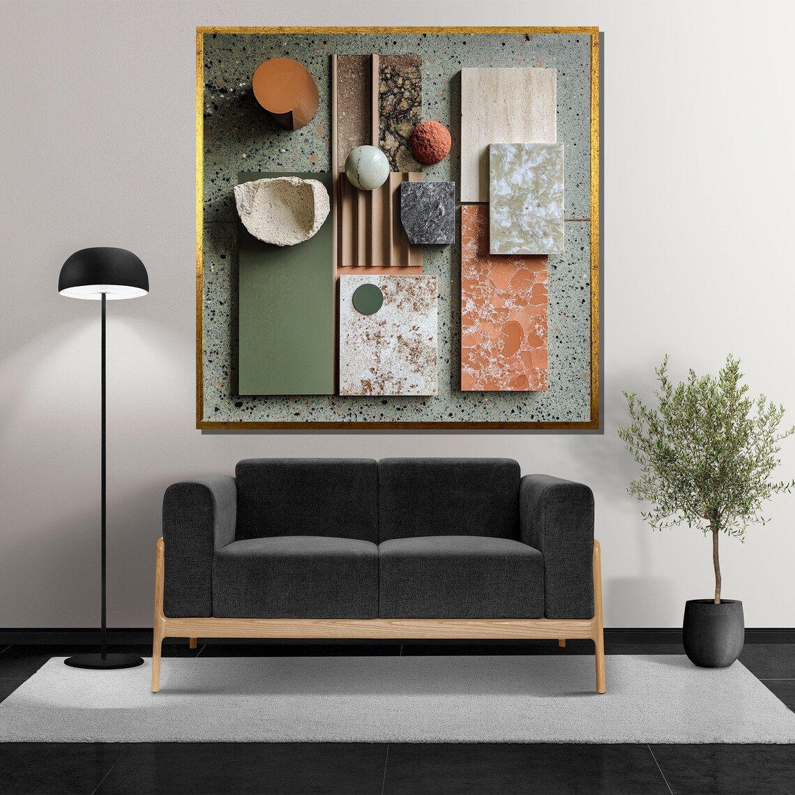 Earthy Mood Board Painting Terracotta And Green Textured Wall Art Interior Design Inspired Abstract Decor Unique Modern Artwork - Image 5