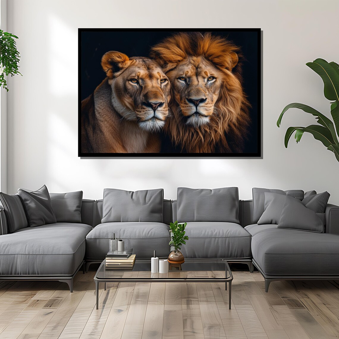 Lion And Lioness Couple Portrait Intimate Wildlife Photography Poster - Image 4