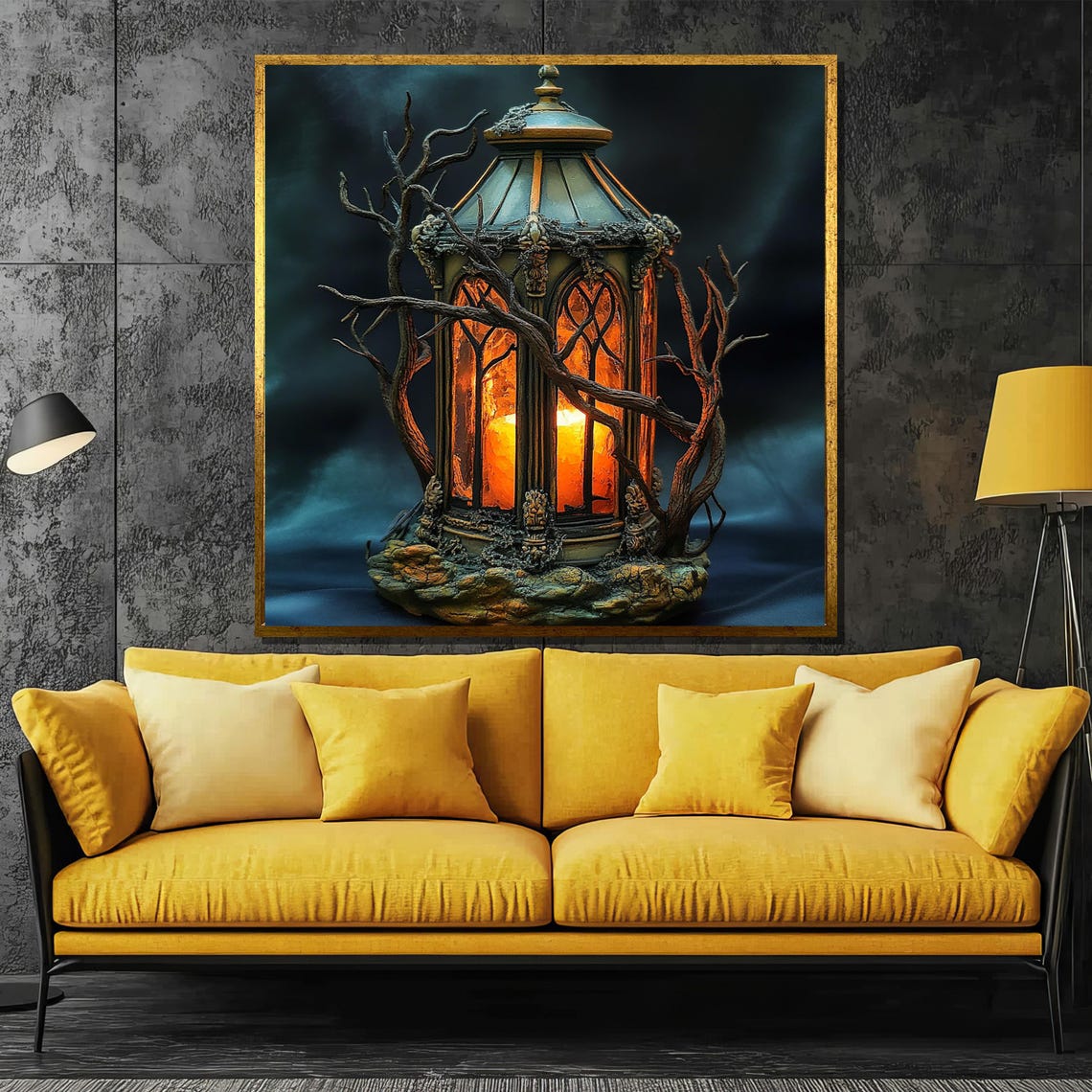 Gothic Lantern Painting Unique Gift For Home Decor And Art Enthusiasts