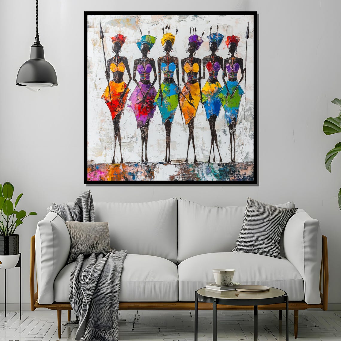 Six African Women in Colorful Tribal Dresses Unity Art Poster - Image 4