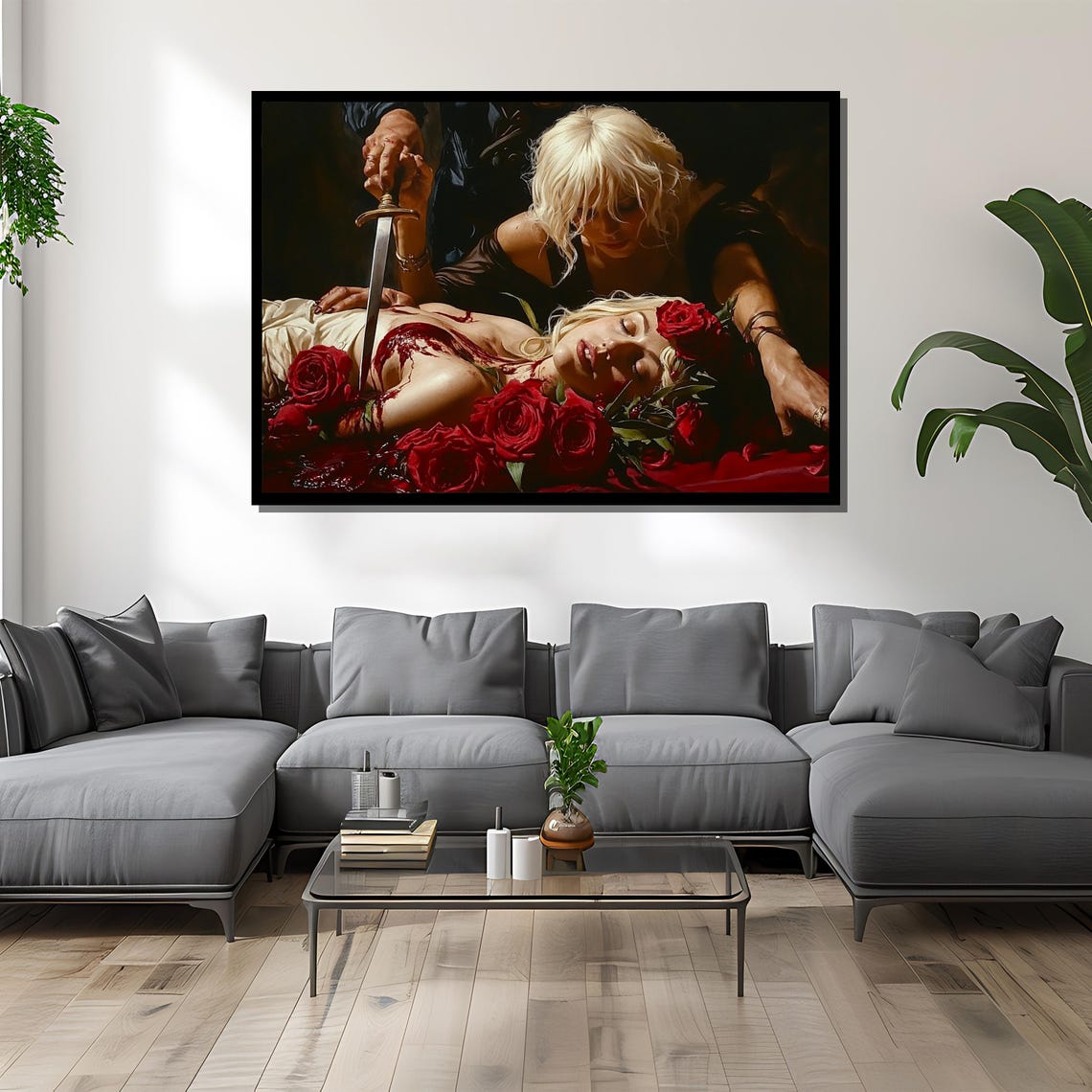 Dramatic Baroque Dagger and Red Roses Dark Romantic Theater Poster - Image 4