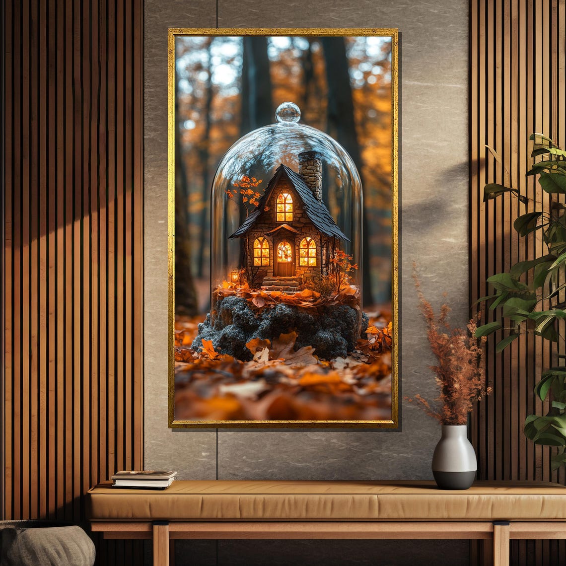 Enchanted Autumn Cottage Under Glass Dome In Cozy Fall Poster - Image 5