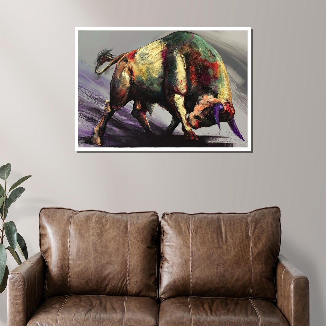 Abstract Bull Painting With Bold Textures And Vibrant Colors Unique Gift For Art Lovers And Home Decor Enthusiasts - Image 2