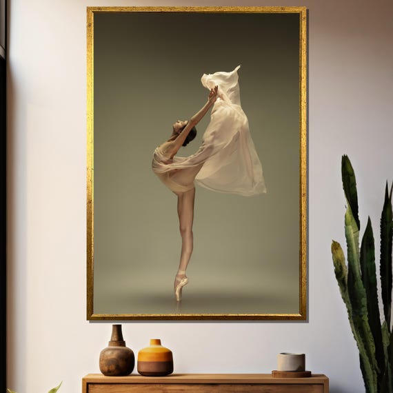 Elegant Ballerina Painting Graceful Dance In Motion Art Gift With Pastel Tones