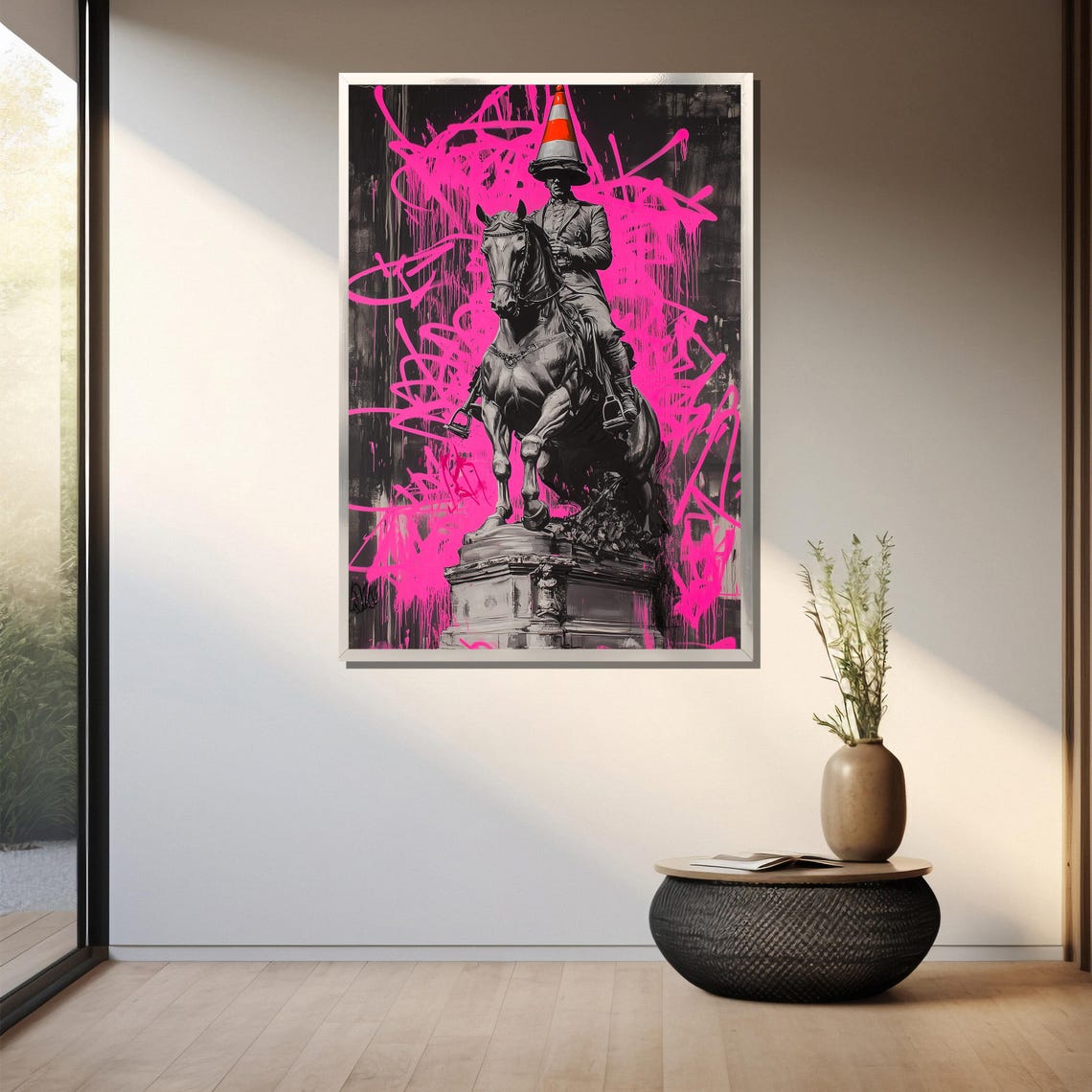 Equestrian Statue Painting Graffiti Pop Art Urban Street Artwork Modern Wall Decor Bold Contemporary Gift Edgy Home Decor - Image 3