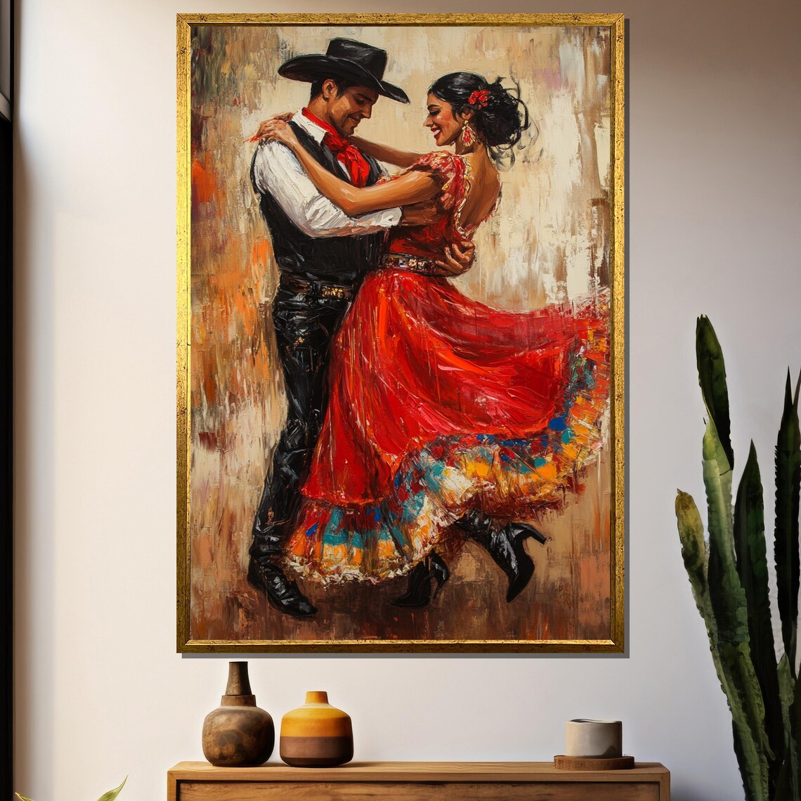 Mexican Dance Couple Art Print, Vibrant Painting
