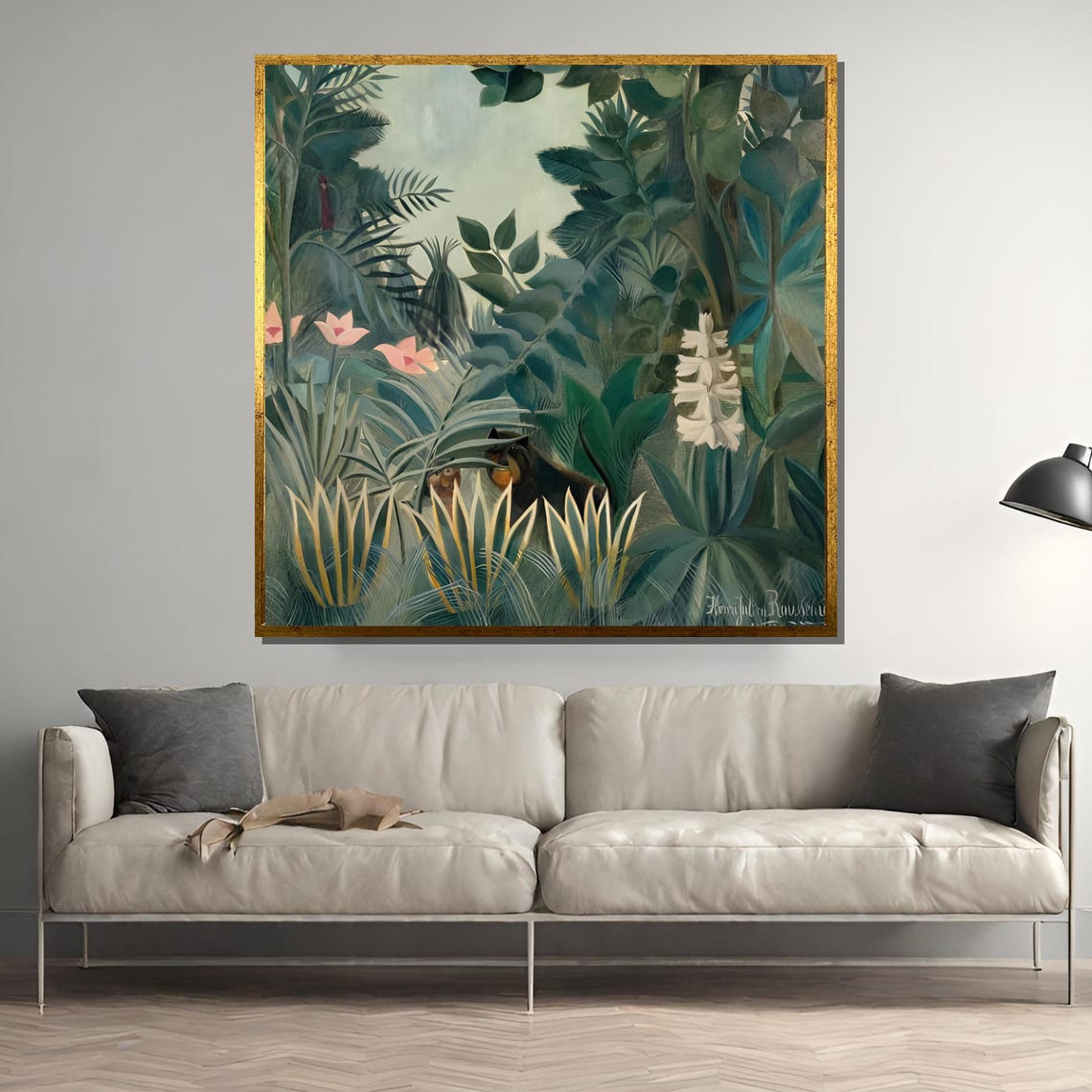 Rousseau-Style Jungle Monkey Exotic Botanical Painting Print