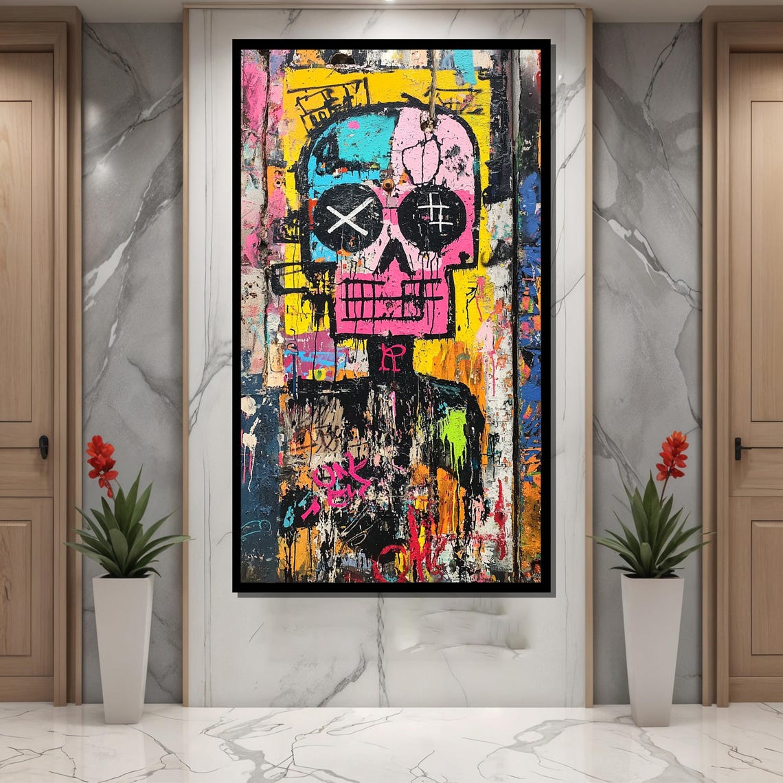 Basquiat Graffiti Skull Painting Urban Street Art Wall Decor Colorful Abstract Expressionist Print Edgy Modern Art Gift - Image 4